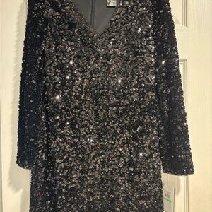 DKNY Black Sequin Evening Dress